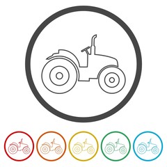 Tractor Icons set, 6 Colors Included