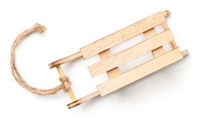 Wooden Decorative Sled Isolated on White background