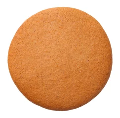 Foto op Canvas Gingerbread Round Cookie Isolated on White Background. © Bozena Fulawka
