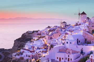 The famous sunset at Santorini in Oia village