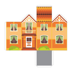 Make your own toy house paper craft vector assembly model - 199000431