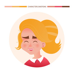 Character emotions avatar laughing girl with red hair