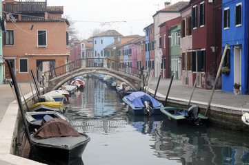 Fototapeta na wymiar Kanal, Burano, Insel Burano, Venedig, Venetien, Italien, Europa