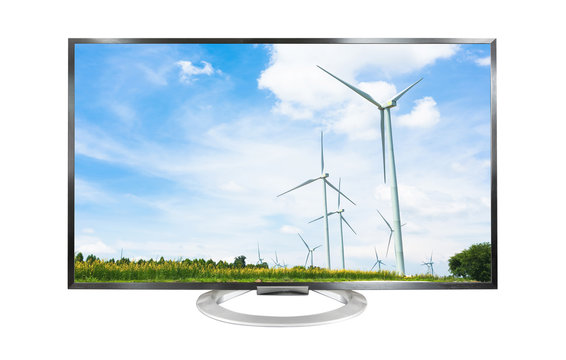 4k Television landscape isolated on white background.