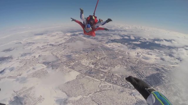 Parachute jump.skydiver in free fall
