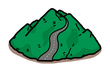 road on mountain / cartoon vector and illustration, hand drawn style, isolated on white background.