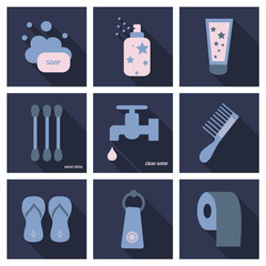 Simple Set of Hygiene Vector Icons. Contains such Icons as Washing Hands, Shower, Antibacterial Soap and more.Editable Stroke.