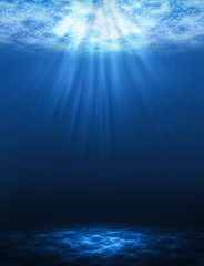 Sunbeam vertical Abstract underwater backgrounds in the sea. - 199002660