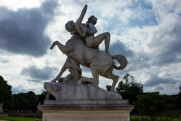 Marble Statue of Centaur Nessus abducting a Deianira by Laurent Marqueste,1892, France, Paris, Tuileries Garden, June 25, 2013