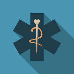 Caduceus - medical sign in modern flat style.