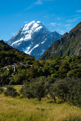 Mount cook with eternal snow at south island in New Zealand