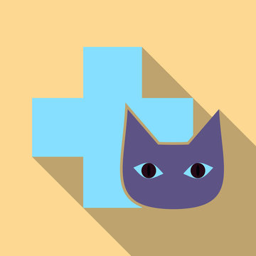 Web line icon. Veterinary medicine icon cat and cross.