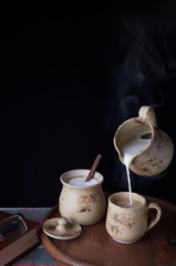 resting with a good book and a coffee