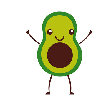 fresh avocado vegetable healthy kawaii character vector illustration design