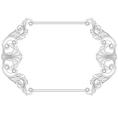 Vintage border frame engraving with retro ornament pattern in antique baroque style decorative design. Vector