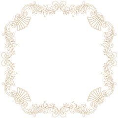 Golden vintage border frame engraving with retro ornament pattern in antique baroque style decorative design. Vector