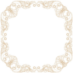 Golden vintage border frame engraving with retro ornament pattern in antique baroque style decorative design. Vector