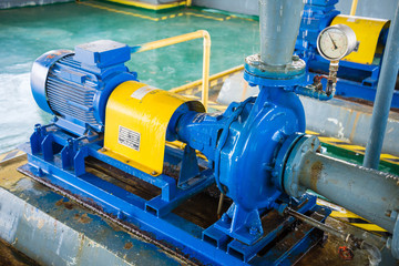 Pump motor in Water Treatment Plant - obrazy, fototapety, plakaty