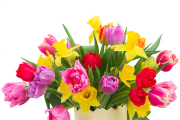 bouquet of tulips and daffodils