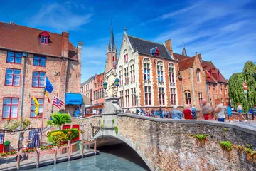 Papier Peint photo Lavable Brugges Canaux de Bruges, Belgique