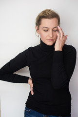 A  girl in a black turtleneck