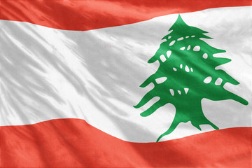 Flag of Lebanon full frame close-up