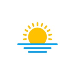 sunset, sunrise flat vector icon. Modern simple isolated sign. Pixel perfect vector  illustration for logo, website, mobile app and other designs