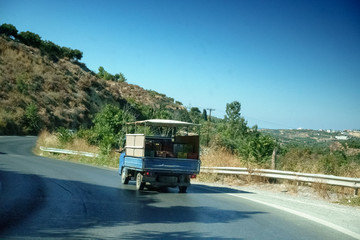 Truck on countryside road