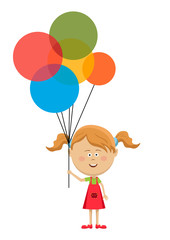 Cute happy little girl standing with air balloons