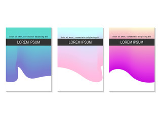 Bright gradient background Three trendy design templates with two tones colorful gradient on white background Vector mockup for posters, banners, flyers 