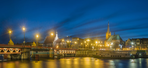 Fototapeta na wymiar Night panorama of Old Town in Szczecin (Stettin) City