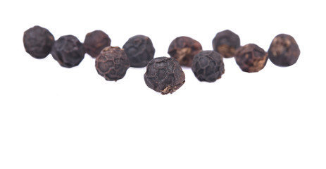 black pepper on white background