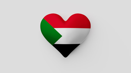 Corazón bandera Sudán. 3D