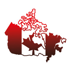 canadian map with flag vector illustration design