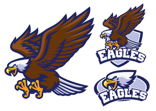 eagle character set in sport mascot style