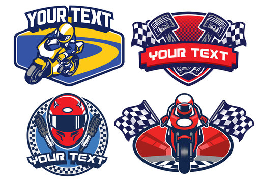 motorcycle racing badge design set