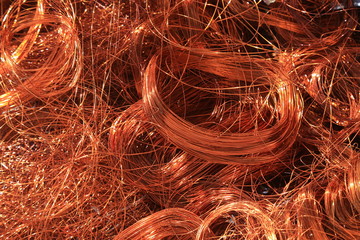 copper wire for scrap piled up