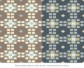 Retro Seamless Background 2 Color Set Star Geometry Brick Cross Check