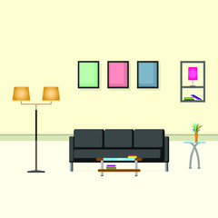 Living room vector interior design