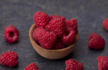Red Raspberries on a Slate Background