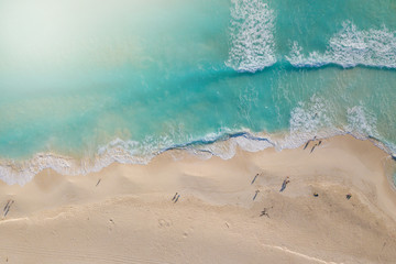 Sea Aerial view, Top view, amazing nature background. The color of the water and beautifully bright. Azure beach. Top view aerial photo from flying drone of an amazingly beautiful sea landscape.