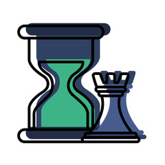 hourglass and chess tower icons vector illustration design