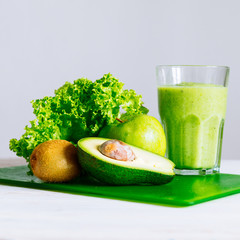 green ingredients for smoothie. healthy food concept