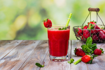 Fresh summer strawberry smoothie