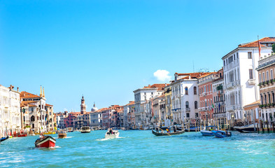 Grand Canal Boats Gondolas Public Ferries Venice Italy