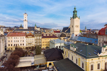 cityscape of old european city. bird's eye view