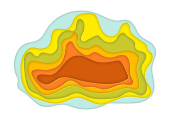 Autumn Park. Abstract green and yellow background with trees in paper style.