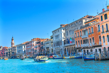 Colorful Grand Canal Boats Gondolas Venice Italy
