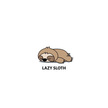 Lazy sloth, cute sloth sleeping  icon, logo design, vector illustration