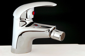 Closeup of water-supply faucet mixer for water